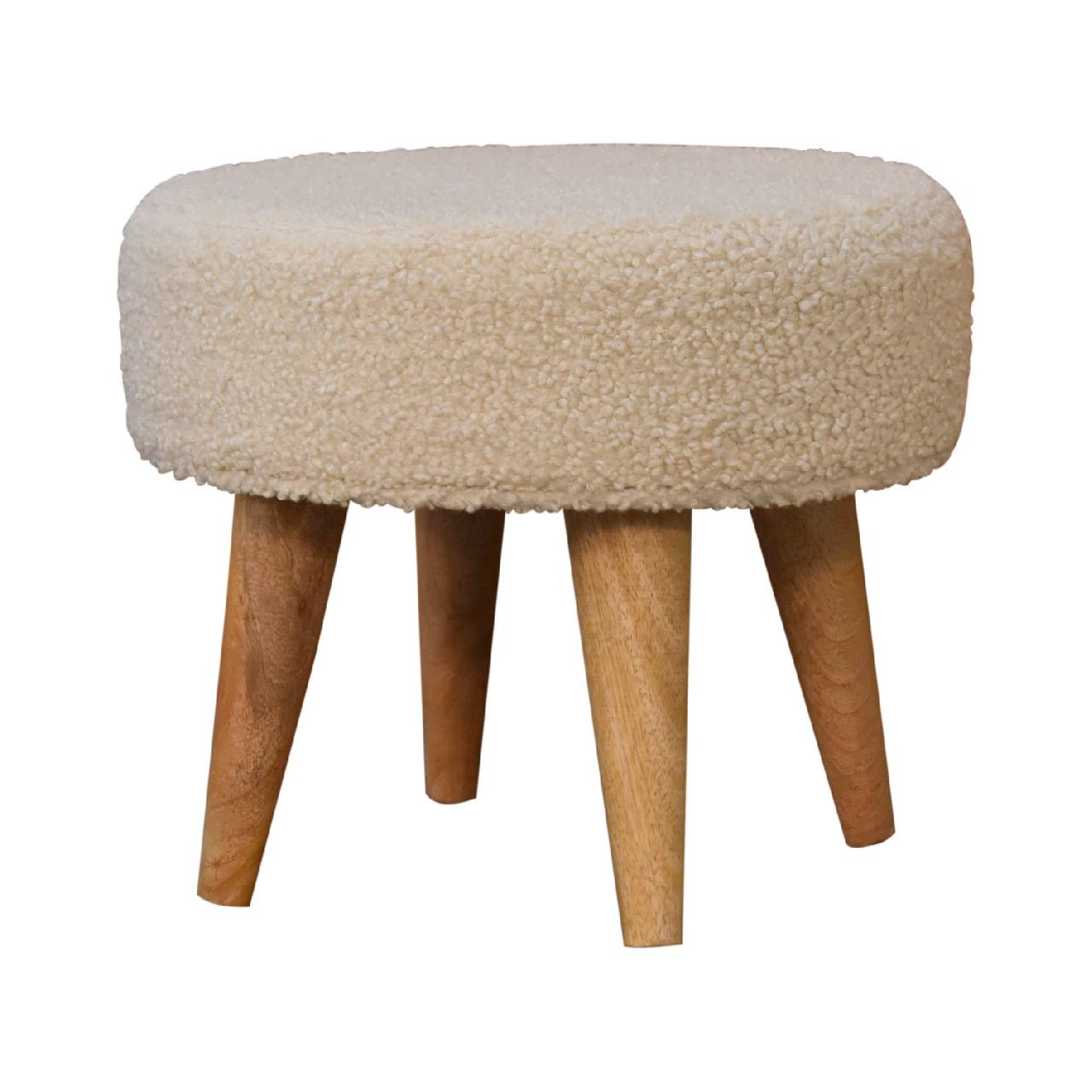 Cream Boucle Petite Footstool - Home Chairs