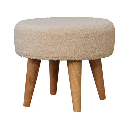 Cream Boucle Petite Footstool - Home Chairs