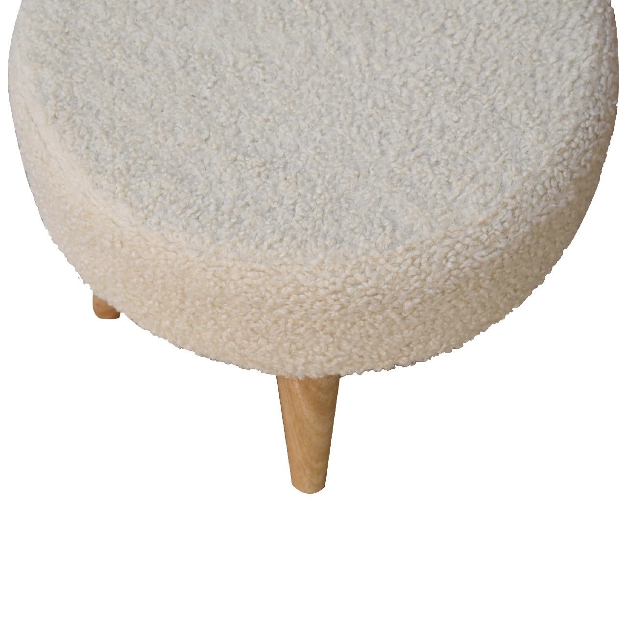 Cream Boucle Petite Footstool - Home Chairs