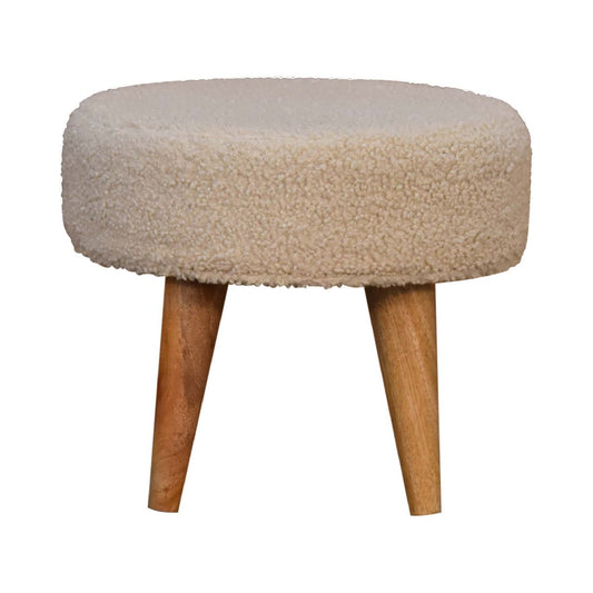 Cream Boucle Petite Footstool - Home Chairs