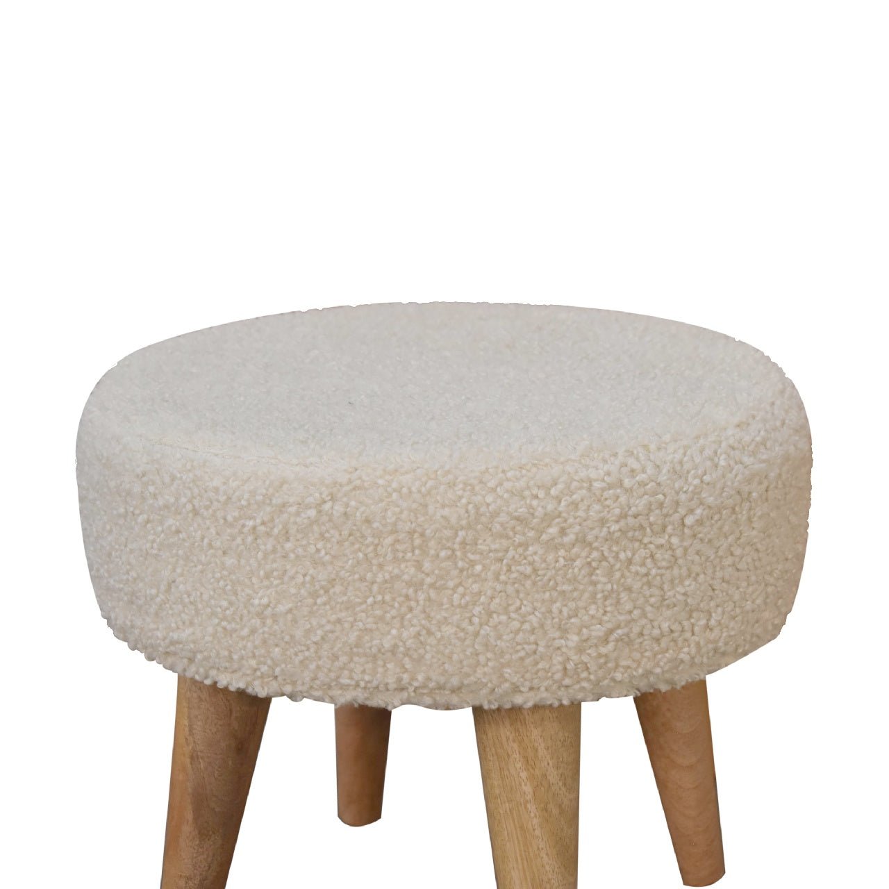 Cream Boucle Petite Footstool - Home Chairs