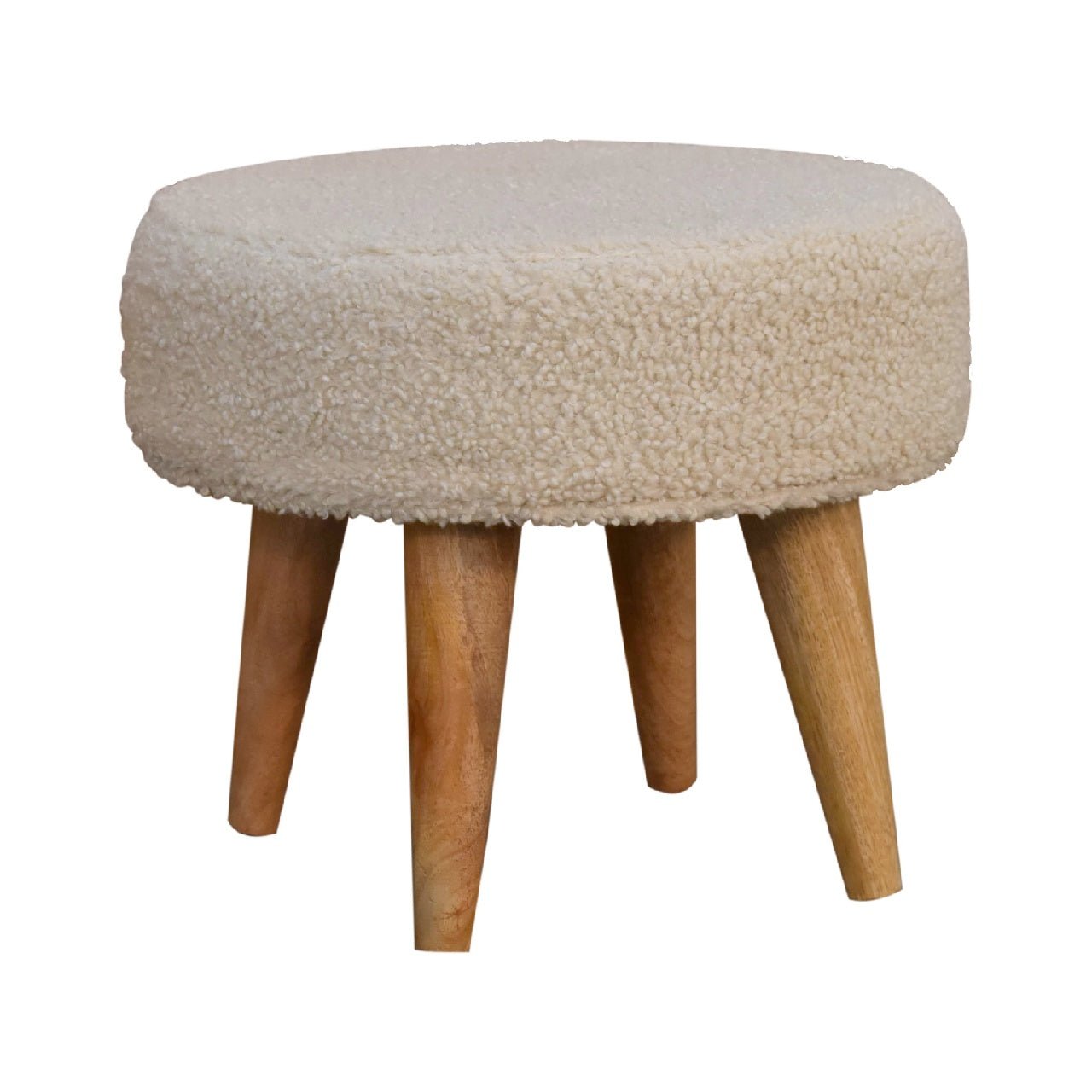 Cream Boucle Petite Footstool - Home Chairs