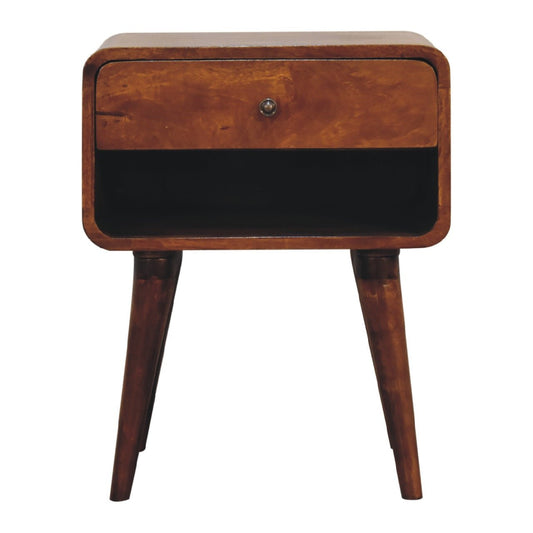 Curve Open Slot Chestnut Bedside - Home Chairs