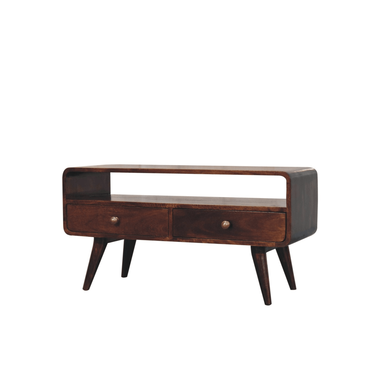 Curved California Walnut Media Unit - Home Chairs