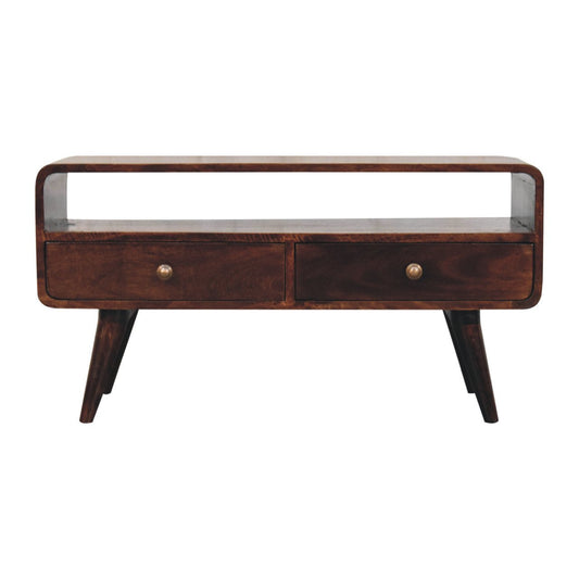 Curved California Walnut Media Unit - Home Chairs