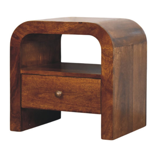 Darcy Chestnut Nightstand with Drawer and open shelf - Home Chairs