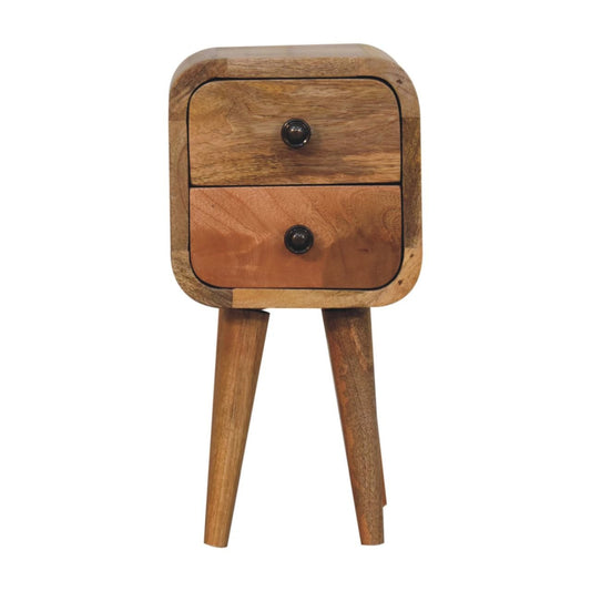 Extra Mini Curved Oak - ish Bedside - Home Chairs