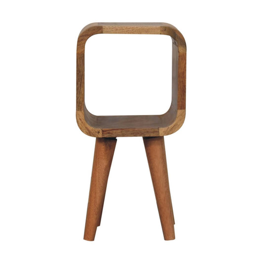 Extra Mini Minimalist Open Curved Oak - ish Bedside - Home Chairs