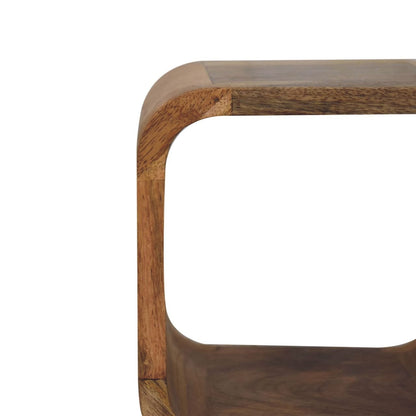 Extra Mini Minimalist Open Curved Oak - ish Bedside - Home Chairs