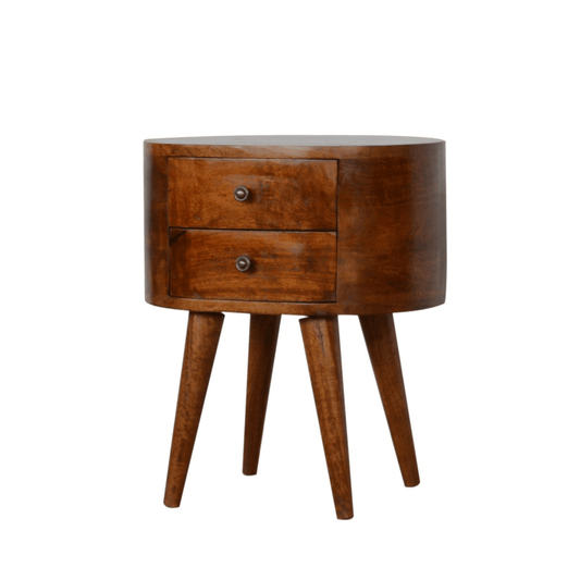 Faye Chestnut Rounded Bedside Table - Home Chairs