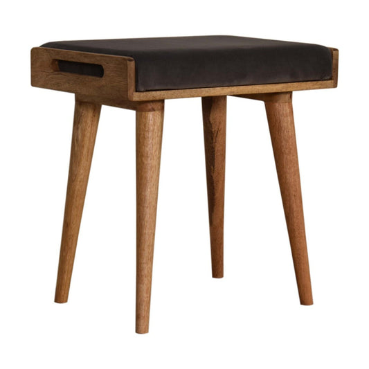 Grey Velvet Tray Style Footstool - Home Chairs