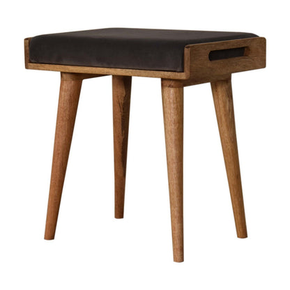 Grey Velvet Tray Style Footstool - Home Chairs