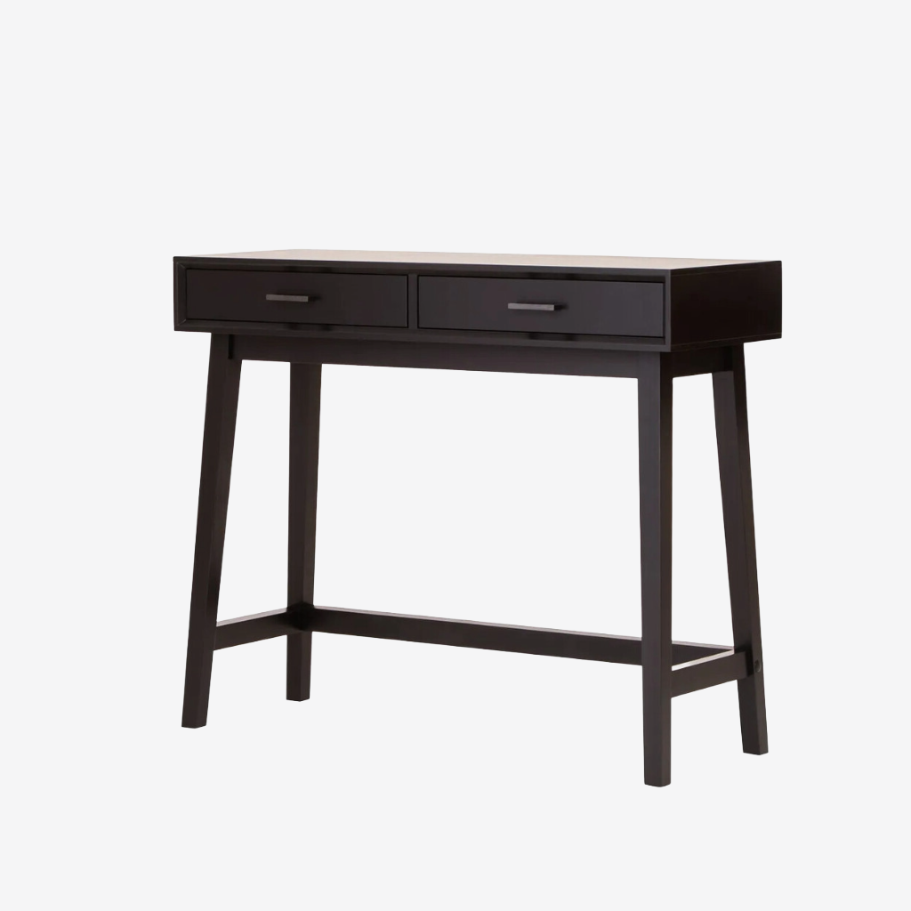 Modern two drawer console table in a black finish
