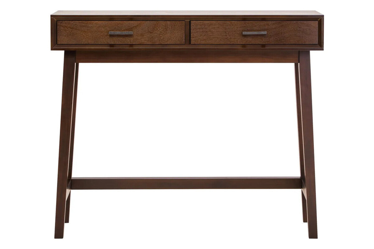 Wooden console table with two drawers front view