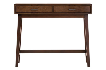 Wooden console table with two drawers front view