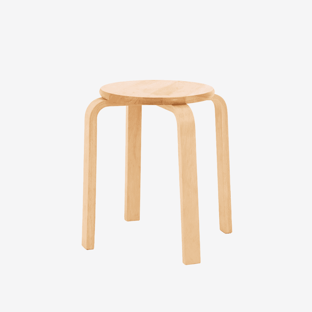 Stackable wooden stool with curved legs