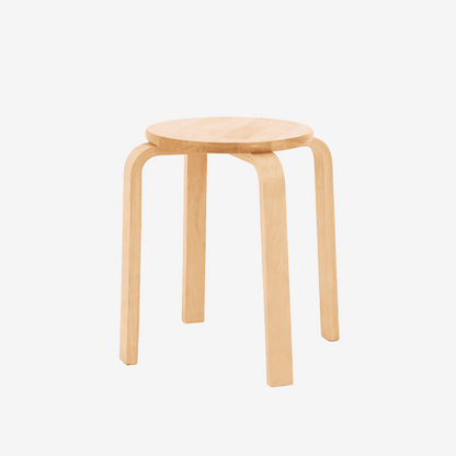Stackable wooden stool with curved legs