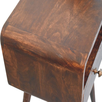 Mini California Walnut Curved Bedside with Open Slot - Home Chairs