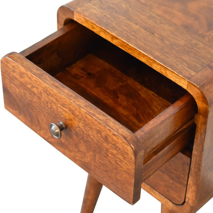 Mini Chestnut Curved Bedside - Home Chairs