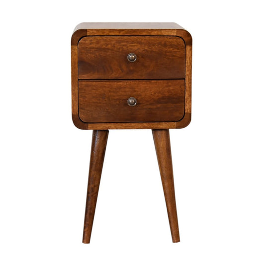 Mini Chestnut Curved Bedside - Home Chairs