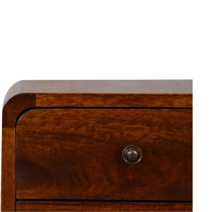 Mini Chestnut Curved Bedside - Home Chairs