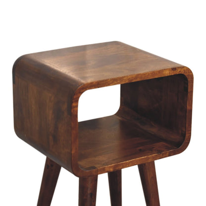 Mini Chestnut Curved Open Bedside - Home Chairs
