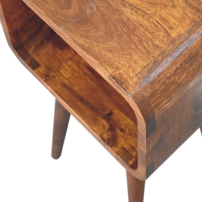 Mini Chestnut Curved Open Bedside - Home Chairs