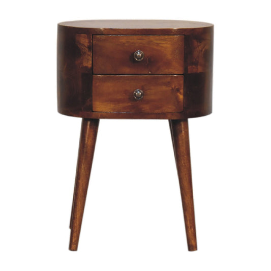 Mini Chestnut Rounded Bedside Table - Home Chairs