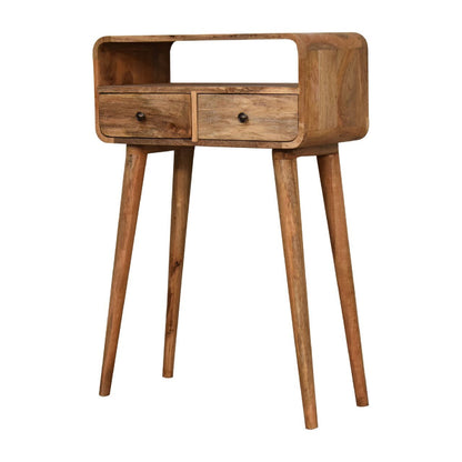 Mini Curved Oak - ish Console Table - Home Chairs