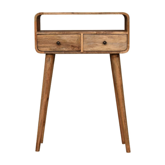 Mini Curved Oak - ish Console Table - Home Chairs