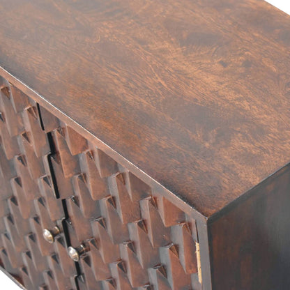 Mini Pineapple Carved Light Walnut Cabinet - Home Chairs