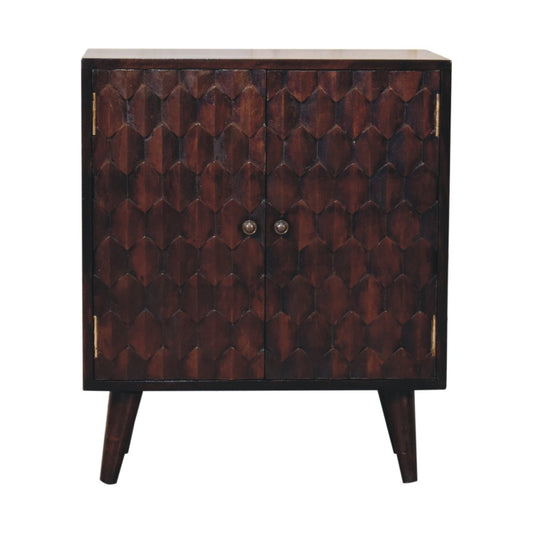 Mini Pineapple Carved Light Walnut Cabinet - Home Chairs