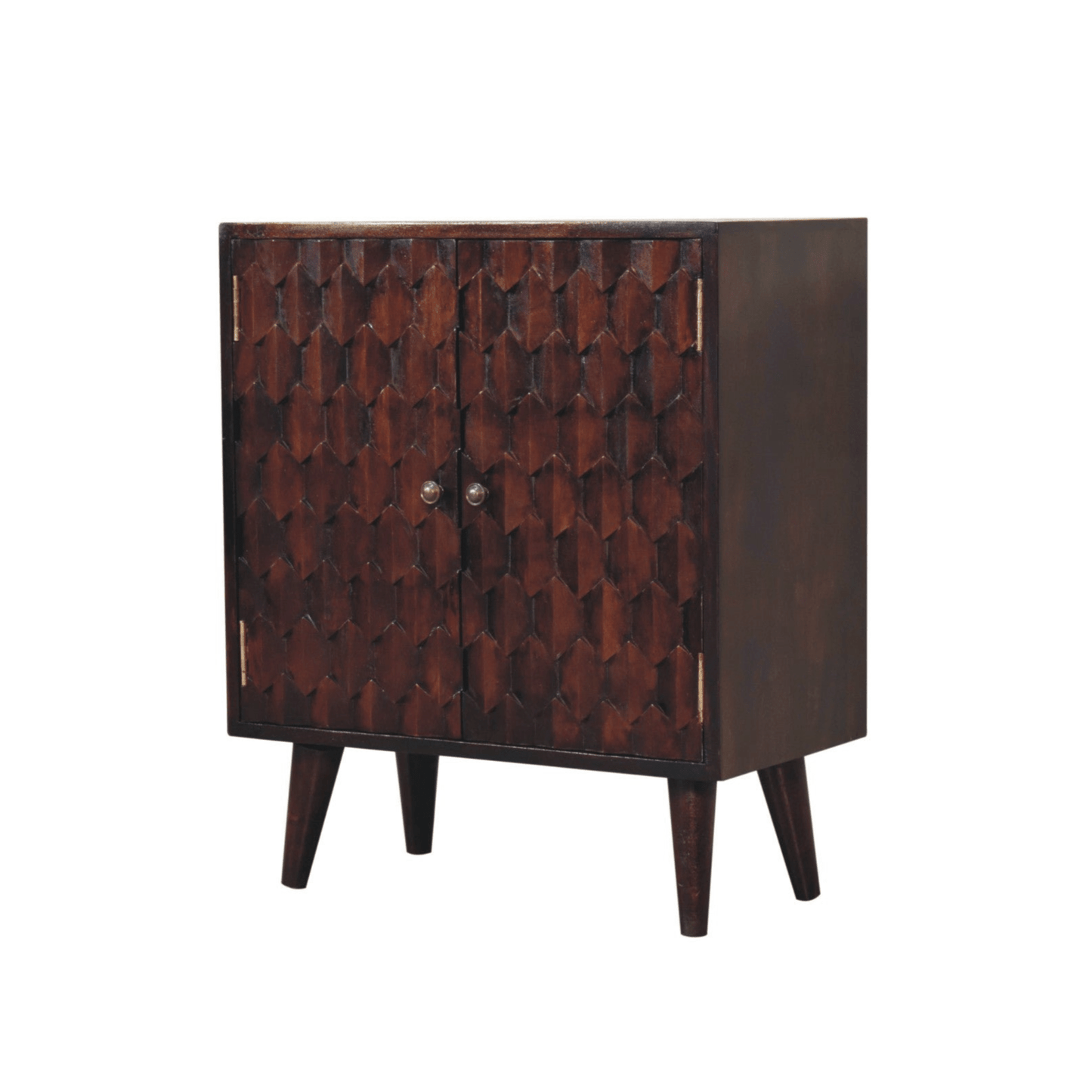 Mini Pineapple Carved Light Walnut Cabinet - Home Chairs