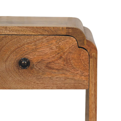 Newton Mini Oak - ish Nightstand with a drawer and open shelf - Home Chairs