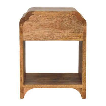 Newton Mini Oak - ish Nightstand with a drawer and open shelf - Home Chairs