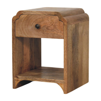 Newton Mini Oak - ish Nightstand with a drawer and open shelf - Home Chairs