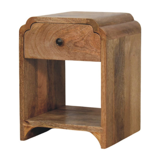 Newton Mini Oak - ish Nightstand with a drawer and open shelf - Home Chairs