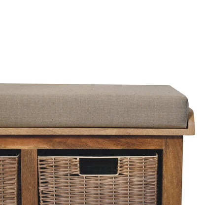Rattan Basket Linen Bench - Home Chairs