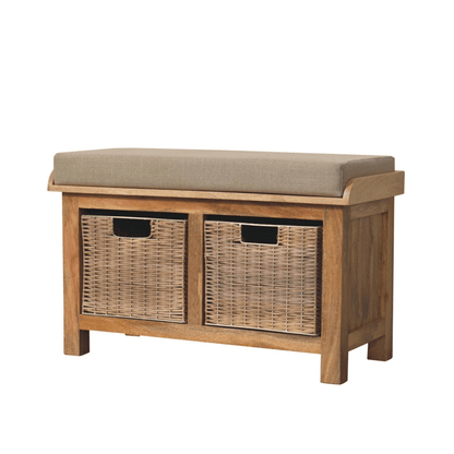 Rattan Basket Linen Bench - Home Chairs
