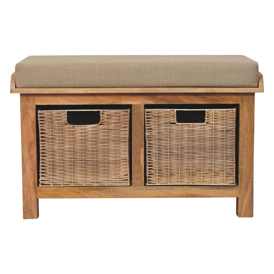 Rattan Basket Linen Bench - Home Chairs