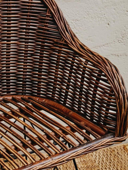 Rattan weave seat with detailed pattern, close up