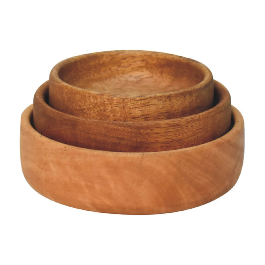 Solid Wood Fruit Bowl Set of 3 - Home Chairs